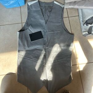 ASOS DESIGN slim herringbone suit vest with linen